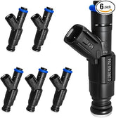 Set of 6 Upgraded 4 Holes Fuel Injectors Fit for Jeep: Wrangler/Cherokee/Grand Cherokee V6 4.0L 1999-2004, for Dodge: Ram 1500/2500 Van/ 3500 Van V6 5.2L 2000-2003, OEM # 0280155784